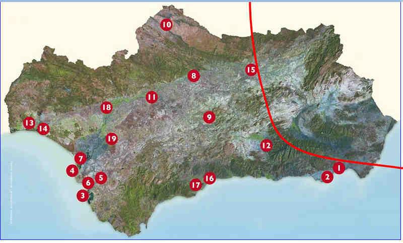Situación de los centros del IFAPA y su inexistencia en el oriente de Andalucía